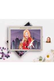 Resim Bk Gift Kişiye Özel Kadın Karikatürlü 1000 Parça Profesyonel Puzzle-34 