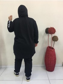 Resim MODAALFABE Büyük Beden Tesettür Salaş Kesim Eşofman Takımı Siyah 