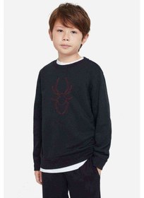 Resim Silhouette Spider Baskılı Unisex Çocuk Siyah Sweatshirt Siyah 