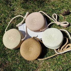 Resim Kadınlar için El Yapımı Dokuma Yuvarlak Saman Çapraz Vücut Çantası - Ayarlanabilir İp Askılı & Fermuarlı Hafif Polyester Boho Plaj Çantası, Şeker Renkleri (Bej/Beyaz/Pembe/Açık Yeşil) - Yaz Tatili, Günlük Gezintiler, Festivaller, Dış Mekan Gereçleri, Minimalist Tasarım, Zanaatkarlık, Çok Yönlü Aksesuar, Festivalcüler 