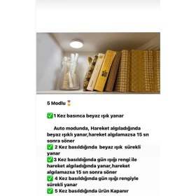 Resim Sge Teknoloji 16 LED 2 RENK 5 MODLU BEYAZ VE GÜN IŞIĞI Hareket Sensörlü type-c şarjlı Led Lamba Koridor Dolap İçi. 