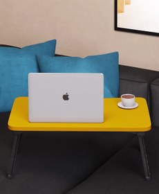 Resim interGO Renkli Laptop Sehpası Katlanabilir Yatak Koltuk Üstü Kahvaltı Bilgisayar Sehpası - Sarı 