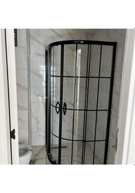 Resim Nokta Duşakabin Teknesiz Oval Cam Duşakabin Karolaj Desenli Kd101 Şeffaf 