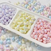 Resim 10 Adet Pastel Kalp Şeklinde Akrilik Boncuklar, Moda Temalı, Dekoratif Doğrudan Delik Boncuk Aksesuarları DIY El Sanatları, Takı Yapımı, Anahtarlıklar ve Telefon Askıları İçin 