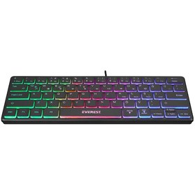 Resim Everest Minico Usb Rainbow Aydınlatmalı Q Kablolu Klavye Slim Kb-73m 