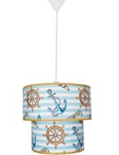 Resim ŞENAY AYDINLATMA Çocuk Odası Ikili Silindir Kumaş Sarkıt-turkuaz Gemici 