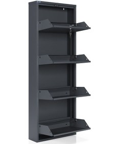 Resim Ceha Kilitli 4'lü Metal Ayakkabılık Antrasit - K.AYK-4 /AB7024/KL 