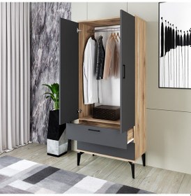 Resim Kalender Dekor Kamila-1 Kml06, 2 Kapaklı, 2 Çekmeceli Gardırop 