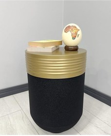 Resim Elegant Dekoratif Eskitme Darbuka Siyah Sehpa 60cm 