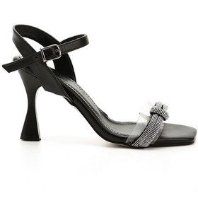 Resim Gönderi R Siyah Taşlı Bilekten Bağlı Kadeh Ökçe Topuklu Sandalet Siyah 