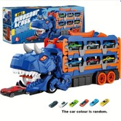 Resim 3-6 yaş arası erkek çocuklar için T-Rex Dinozor Oyuncak, 6 küçük araba ile birlikte gelir (Arabaların renkleri rastgele eşleştirilir) 