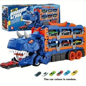 Resim 3-6 yaş arası erkek çocuklar için T-Rex Dinozor Oyuncak, 6 küçük araba ile birlikte gelir (Arabaların renkleri rastgele eşleştirilir) 