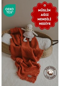 Resim Zeypba Bebek & Çocuk İçin Bebek Giyim % 100 Pamuk 4 Katlı Müslin 110x110 CM Kiremit 