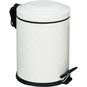 Resim Pedallı 5 Lt Metal Çöp Kovası, Banyo, Mutfak ve Ofis Için Krem Renk 