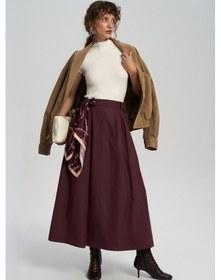 Resim Mai Collection Mai Studios Co. Rhea Köprü Detay Uzun Bordo Etek Bordo 