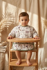 Resim Babydonat Wild Safari Hayvan Desenli Su Geçirmez Kollu Bebek Mama Önlüğü - Blw Uyumlu Leke Tutmaz Aktiviteli M 