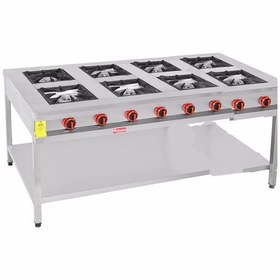 Resim Himaksan Endüstriyel 200 X 100 Cm Lpg Tüplü Taban Raflı 8 Gözlü Ocak 