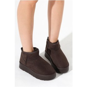 Resim Kalın Poli Taban İçi Kürklü Süet Görünümlü Kadın Kahve Bot Tbmhh005 Kahve 