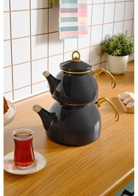 Resim Karaca Retro Emaye İndüksiyon Tabanlı Antrasit Çaydanlık 