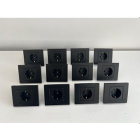 Resim Ovivo Topraklı Priz Çerçeve Dahil Metalik Siyah 12 Adet W1271008 Siyah Set 