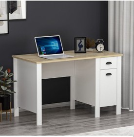 Resim Optima Çalışma Masası - Beyaz / Meşe Beyaz / Meşe 