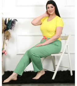 Resim Akbeniz Kadın Pamuklu Büyük Beden Alt Pijama 27473 Yeşil 