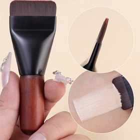 Resim Ultra-İnce Fondöten Fırçası Naylon Kıllarla - Sıvı ve Krem Kozmetikler için Dikişsiz Karışım, Ergonomik Sap Kontur ve Yüz Maskesi Fırçası, Tüm Açık Bej Tipleri İçin Uygun, Japon ve Kore Güzellik Araçları 
