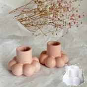 Resim 1 adet Çiçek Mum Tutucu Silikon Kalıp DIY Çiçek Mum Tutucu Epoksi Reçine Kalıp El Yapımı Alçı Uzun Mum Kaplama Kalıp Ev Dekorasyonu Yapımı Malzemesi 
