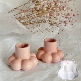 Resim 1 adet Çiçek Mum Tutucu Silikon Kalıp DIY Çiçek Mum Tutucu Epoksi Reçine Kalıp El Yapımı Alçı Uzun Mum Kaplama Kalıp Ev Dekorasyonu Yapımı Malzemesi 