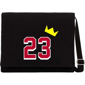 Resim Michael Jordan 23 King Siyah Kanvas Postacı Çantası - Siyah 