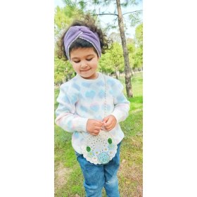 Resim Örgü Çiçekli Kız Çocuk Çantası 