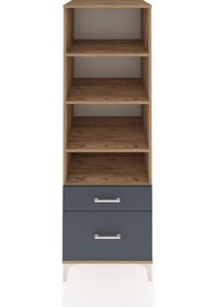 Resim Kronos Dolap 4 Raflı 2 Çekmeceli 60x59x182 Çam-antrasit Çam 