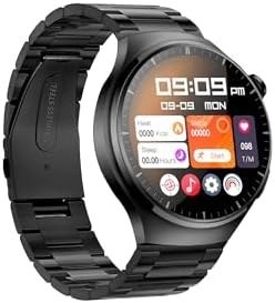 Resim Sunix Amoled Ekran Deri ve Metal Çift Kordonlu 46mm Akıllı Saat WT4 PRO Siyah 