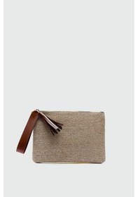 Resim Shule Bags Juno Püskül Detaylı Hasır Clutch Çanta Taba Taba 