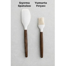 Resim Destpak 2 Parça Akasya Saplı Pastacı Seti - Silikon Sıyırma Spatulası - Silikon Yumurta Fırçası - Mutfak 