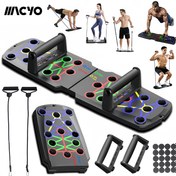 Resim 1pc MACYO Çok Fonksiyonlu Katlanabilir Push-Up Tahtası 2 Direnç Bantları ile, Evrensel Uygun PP Malzeme, Şarj Edilmeyen Ev & Spor Salonu Ekipmanı Göğüs Kası Gücü ve Genel Fitness için 