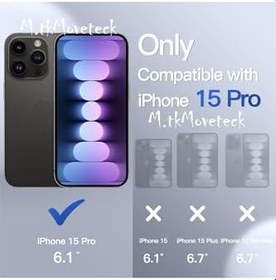 Resim m.tk moveteck iPhone 15 Pro ile Uyumlu Kılıf, Kamera Çıkıntılı, İçi Kadife Süet, Yumuşak Silikon, Siyah 