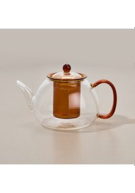 Resim Tohanaa Borosilikat Cam Bitki Çayı Demliği - Şeffaf / Turuncu - 900 Ml Renkli 
