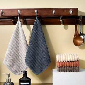 Resim 5 Adet Lüks Yumuşak Havlu Seti - Süper Emici Hızlı Kuruyan El Havluları - Ev Banyosu ve Günlük Kullanım için Çok Fonksiyonel 29.97 * 29.97 cm, Tüy Bırakmayan Asma Halkalı, Dış Mekan, Mutfak ve Seyahat için Uygun 