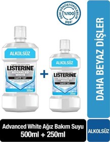 Resim Listerine Advanced White Alkolsüz Ağız Bakım Suyu 500 ML + 250 ML 