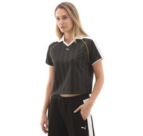Resim Puma T7 Relaxed Football Jersey Kadın T-Shirt Siyah 