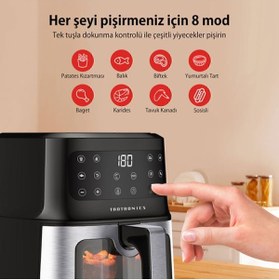 Resim Genel Markalar Tt-af011 5 Litre 8 Işlevli 1200w Dokunmatik Panelli Yağsız Pişirici Air Fryer Fritöz 