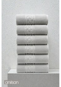 Resim 6'lı Rita Gri El Havlusu - 50x90 Cm, 240gr, %100 Pamuk, Spa Ve Otel Havlusu, Günlük Kullanıma Uygun Gri 