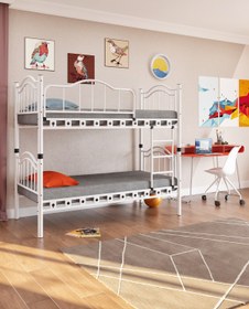 Resim ARGİMO Belinay Genç Çocuk Odası Metal Ranza Ve Karyola 90x190 Beyaz 