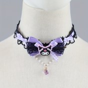 Resim Sanrio Kuromi Acrylic Headband, Cute Cartoon Hair Accessory, Sweet Style with Furry Plush & Decorative Bow, Fashionable Hair Hoop for Dress Up 