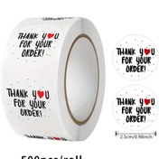 Resim 500 adet 2.49 cm Siparişiniz İçin Teşekkürler Etiketleri - Siyah Metinli Beyaz Arka Plan ve Kırmızı Kalpler, PVC Malzeme, Küçük İşletme Ambalajları, Zarflar ve Hediye Kutuları için Mükemmel, Sipariş Onaylama Etiketleri | Samimi Tasarım | Yüksek Kaliteli Baskı 
