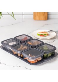 Resim Porsima 2043 Tepsili 6 Bölmeli Kahvaltılık Seti Füme 