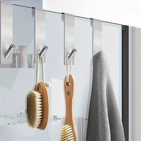 Resim 3 Adet Paslanmaz Çelik Kapı Üstü Kancalar - Kolay Kurulum S-Şekilli Havlu & Bornoz Askısı Duş, Mutfak, Yatak Odası İçin - Dayanıklı, Yerden Tasarruflu Banyo Aksesuarları 