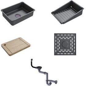 Resim Real Stone Angel Granit Akıllı Eviye Seti Krem 60x49 Krem 