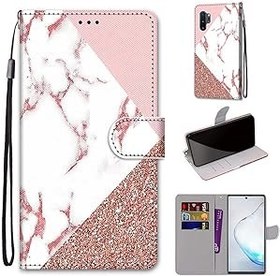 Resim SATURCASE Samsung Galaxy Note 10 Plus için Kılıf, Güzel PU Deri Kapaklı Mıknatıslı Cüzdan Stant Kart Yuvaları El Kayışı Koruyucu Kılıf Samsung Galaxy Note 10 Plus (DH-2) için 